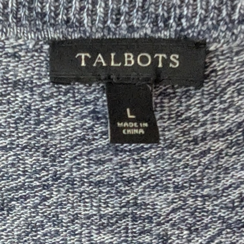 Talbots Blue Marled Cotton Cashmere Open Front Cardigan Longline Textured Knit - Picture 7 of 8